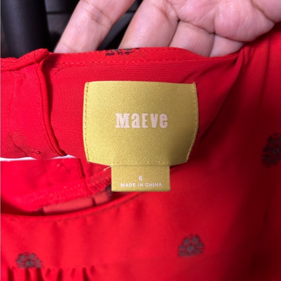 Maeve Anthropologie Red Boho Peasant Blouse Size 6 Floral Border Print Top - Picture 3 of 4